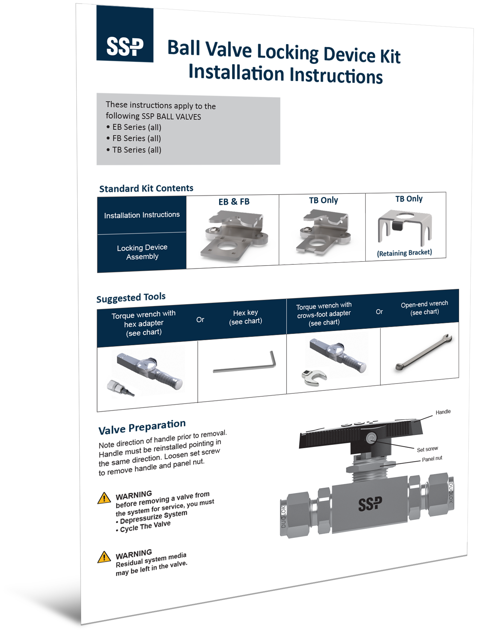 EB, TB, FB Series Ball Valve Locking Device Installation Instructions